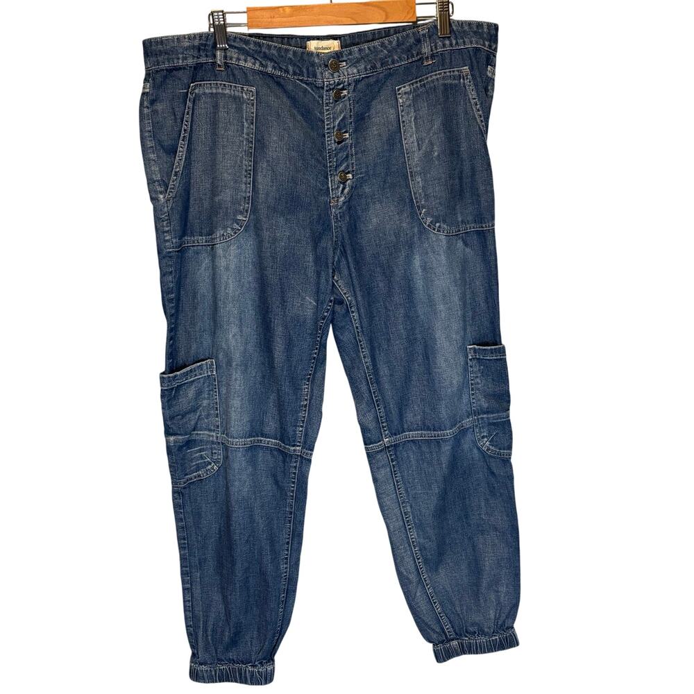 Sundance Exposed Button Fly Denim Cargo Jogger Pant - size 16